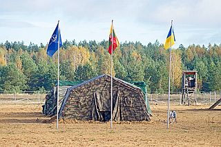 Флаги в учебном лагере.